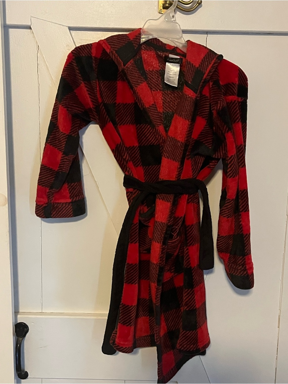 Youth Cozy Red & Black Buffalo Plaid Hooded Robe